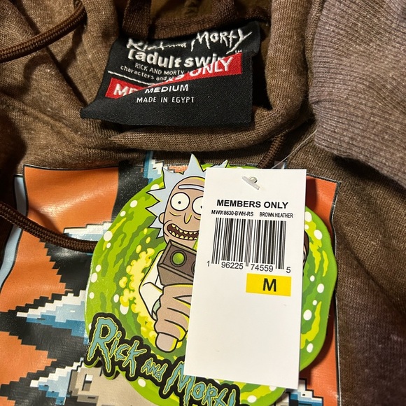 Members Only Brown Graphic Rick and Morty Hoodie Sweatshirt - Picture 7 of 7